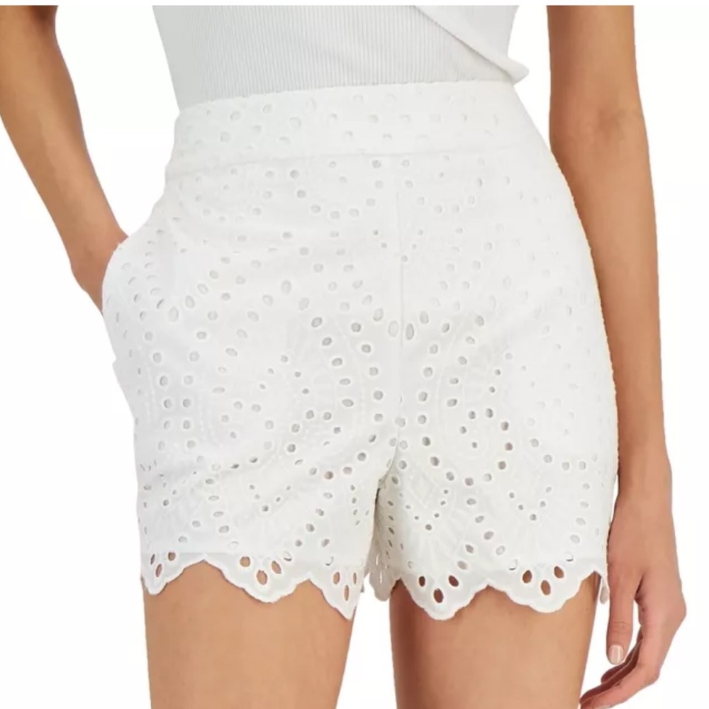 INC International Concepts Womens Eyelet Shorts Size M White